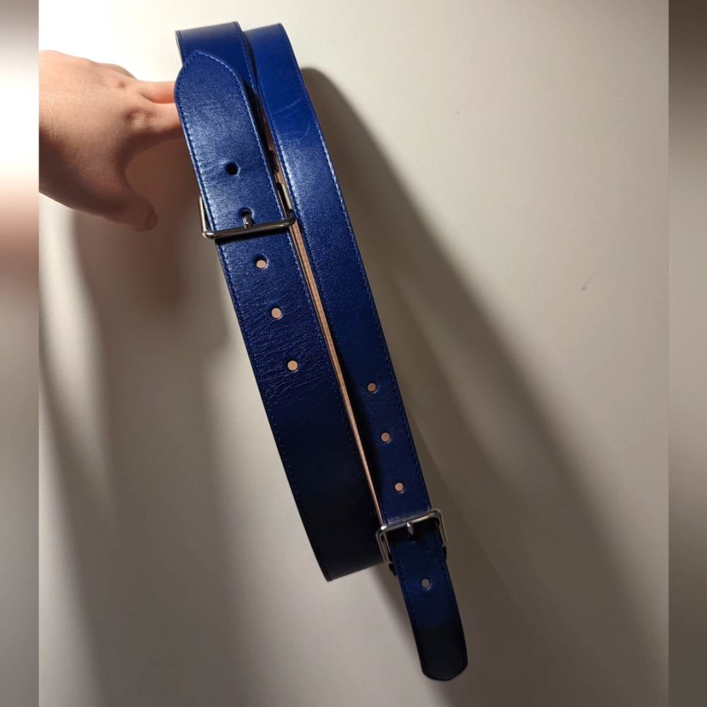 RARE Alexander McQueen Double Belt Navy and Silver Hardware